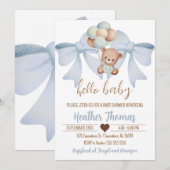 Invitation Baby shower Brown Ours Et Bow (Devant / Derrière)
