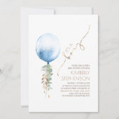 Invitation Baby shower Brown Sage Green et Blue Boy (Devant)