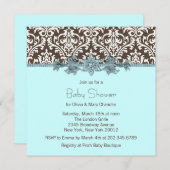 Invitation Baby shower Brown turquoise (Devant / Derrière)