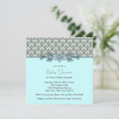 Invitation Baby shower Brown turquoise (Debout devant)