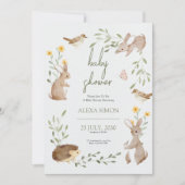 Invitation Baby shower Brown vert illustré (Devant)