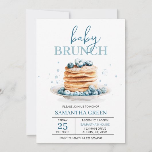 Invitation Baby shower Brunch Bébé Blueberry (Devant)