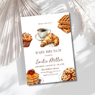 Invitation Baby Shower Brunch Café Petit-déjeuner Fête neutre