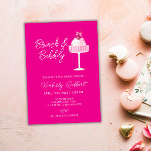 Invitation Baby shower Brunch de Champagne de Cerise Douce Ro