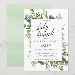 Invitation Baby shower Brunch eucalyptus neutre genre