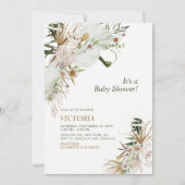 Invitation Baby Shower Brunch Vert & Or Boho Botanique (Devant)
