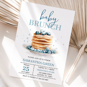 Invitation Baby Shower Brunche de Bébé aux Bleuets
