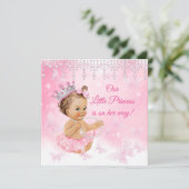 Invitation Baby shower brunette princesse papillon rose (Debout devant)