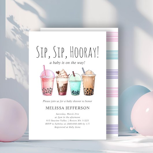 Invitation Baby shower Bubble Tea Boba