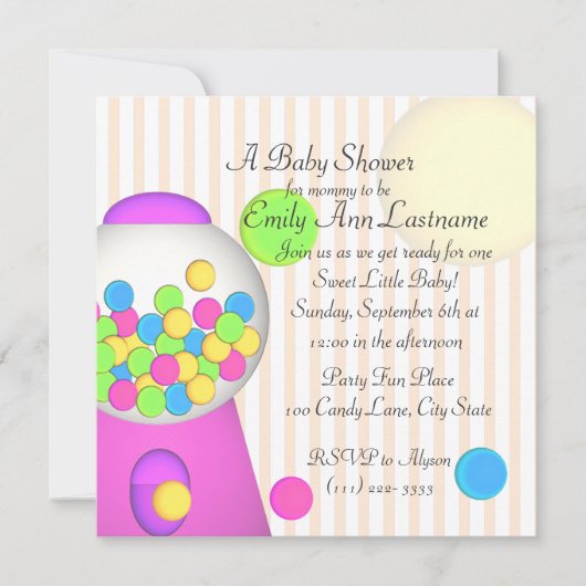 Invitation Baby shower Bubblegum (Devant)