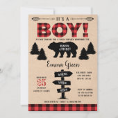 Invitation Baby Shower Bûcheron Garçon (Devant)