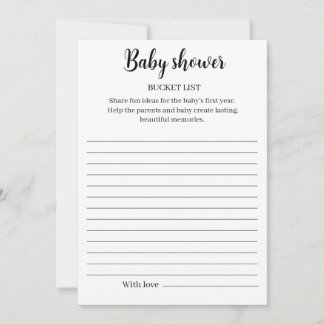 Invitation Baby Shower Bucket List Game Printable, 