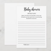 Invitation Baby Shower Bucket List Game Printable,  (Devant / Derrière)