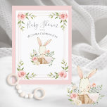 Invitation Baby shower Budget Bunny Floral Rose<br><div class="desc">Joli petit lapin lapin lapin aquarelle dans un panier d'osier budget baby shower invitation carte postale entouré de jolies fleurs pastel. Sa petite couverture rose est drapée sur le côté de ce panier sucré. Si mignon pour cet invitation de douche pour petite fille. 100% de satisfaction client avec "Zazzle"</div>
