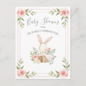 Invitation Baby shower Budget Bunny Floral Rose (Devant)