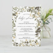 Invitation Baby Shower Budget Floral de Verdure (Debout devant)