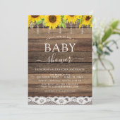 Invitation Baby shower Budget Rustique Tournesol Ferme (Debout devant)
