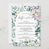Invitation Baby shower budgétaire vert floral (Devant)