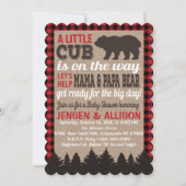 Invitation Baby shower Buffalo Plaid Cub (Devant)