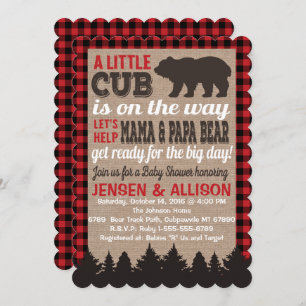 Invitation Baby shower Buffalo Plaid Cub