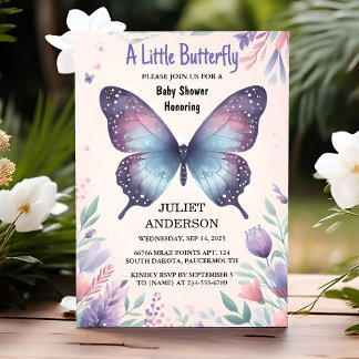 Invitation Baby shower Bug Boho Soft Glow Live Butterfly