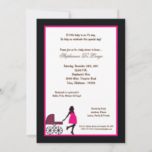 Invitation baby shower Buggie noir 5x7