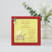 Invitation Baby shower Buggy Bébé Jaune Rouge (Debout devant)