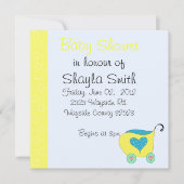 Invitation Baby shower Buggy pour bébé jaune (Devant)