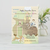 Invitation baby shower "Build-a-Library" rose (Debout devant)