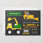 Invitation Baby Shower Bulldozer Construction (Devant)