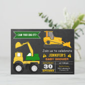 Invitation Baby Shower Bulldozer Construction (Debout devant)