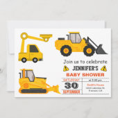 Invitation Baby Shower Bulldozer Construction (Devant)