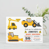 Invitation Baby Shower Bulldozer Construction (Debout devant)