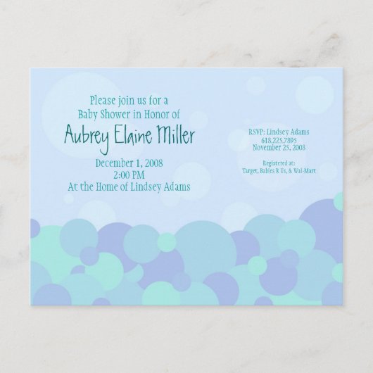 Invitation Baby shower bulles (Devant)
