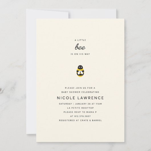 Invitation Baby shower Bumblebee (Devant)