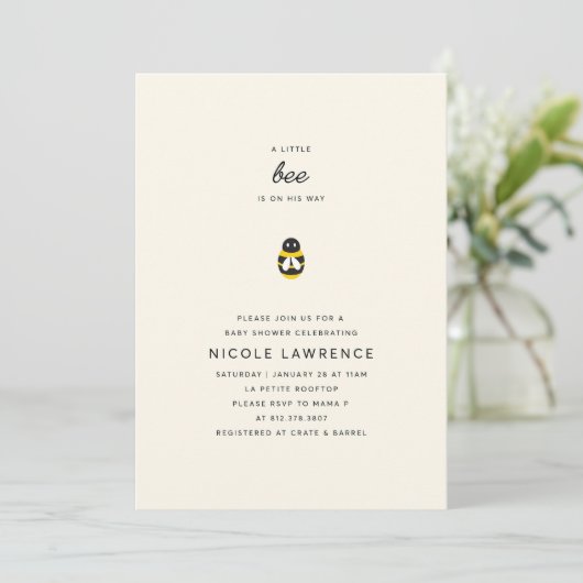 Invitation Baby shower Bumblebee (Debout devant)