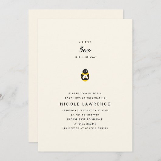 Invitation Baby shower Bumblebee (Devant / Derrière)