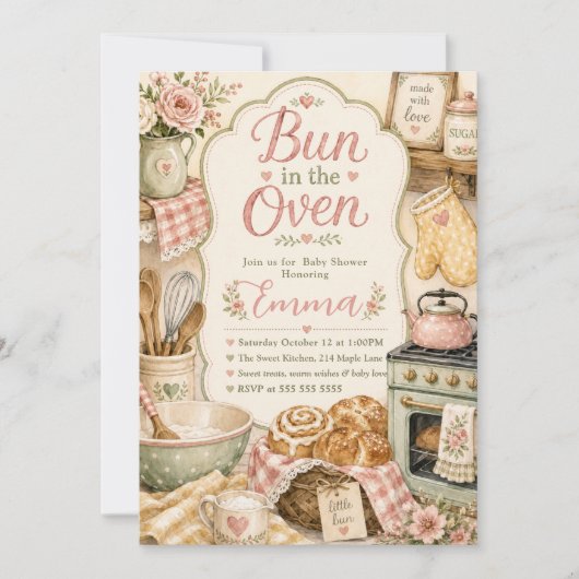 Invitation Baby Shower Bun dans le Four (Devant)