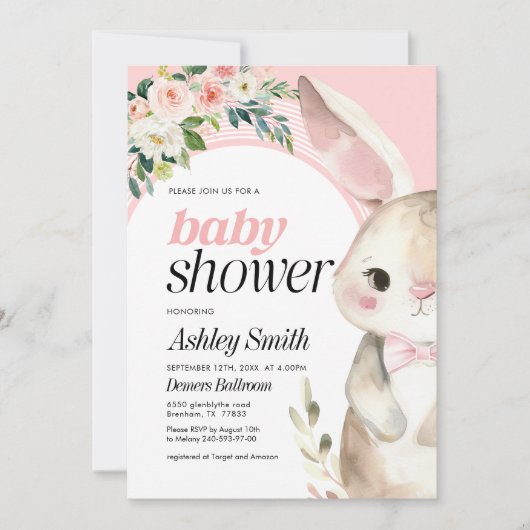 Invitation Baby shower Bunny (Devant)