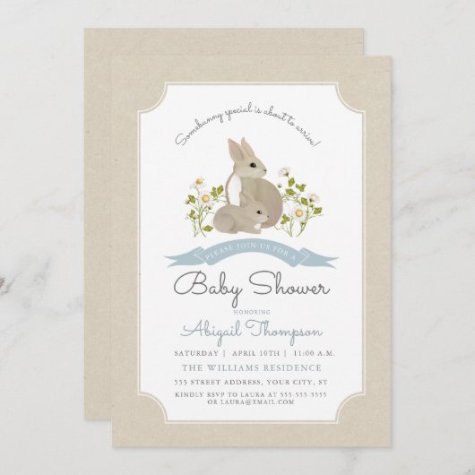 Invitation Baby shower Bunny (Devant / Derrière)