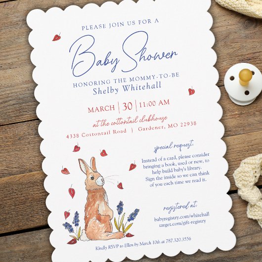 Invitation Baby shower Bunny aquarelle