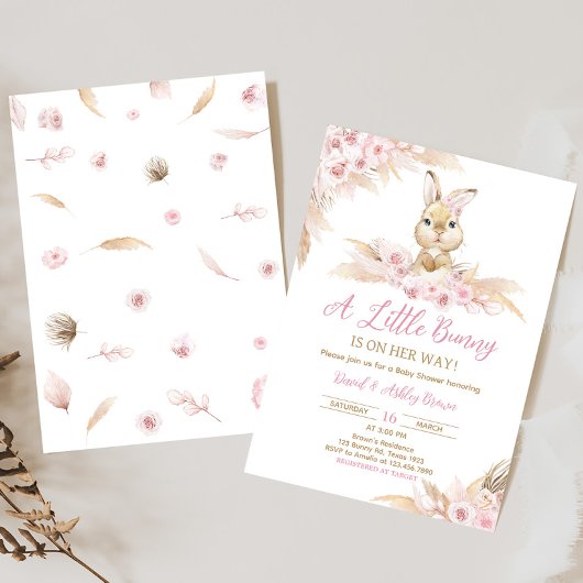 Invitation Baby shower Bunny Boho Rose
