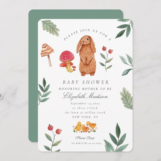 Invitation Baby shower Bunny de Pâques en bois