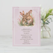 Invitation Baby shower Bunny Lilac Spring (Debout devant)