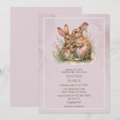 Invitation Baby shower Bunny Lilac Spring (Devant / Derrière)