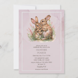 Invitation Baby shower Bunny Lilac Spring