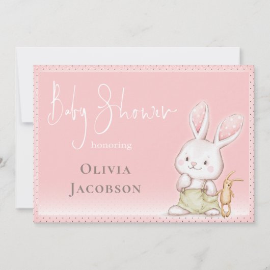 Invitation Baby shower Bunny mignon (Devant)