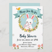 Invitation Baby shower Bunny mignon (Devant / Derrière)
