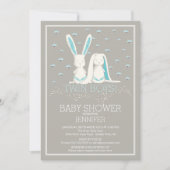 Invitation Baby shower Bunny pour les garçons TWIN Spring uni (Devant)
