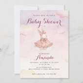 Invitation Baby shower Bunny Rose (Devant)